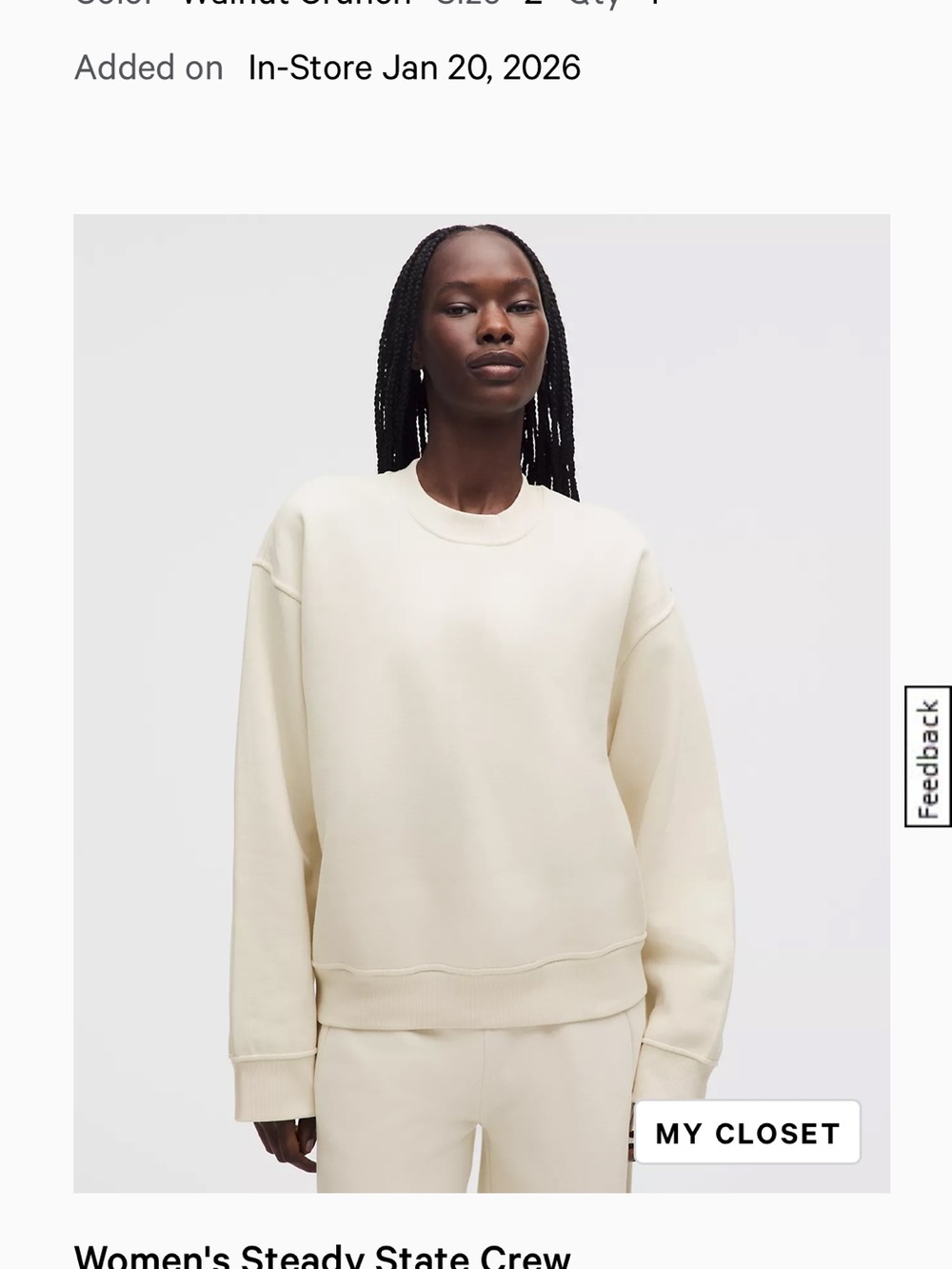 lululemon athletica Cream Crewneck Sweatshirt